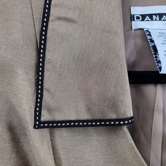 Vintage 80s Single Breasted Blazer 8 Metallic Gold Button Contrast Trim Formal - Picture 5 of 11